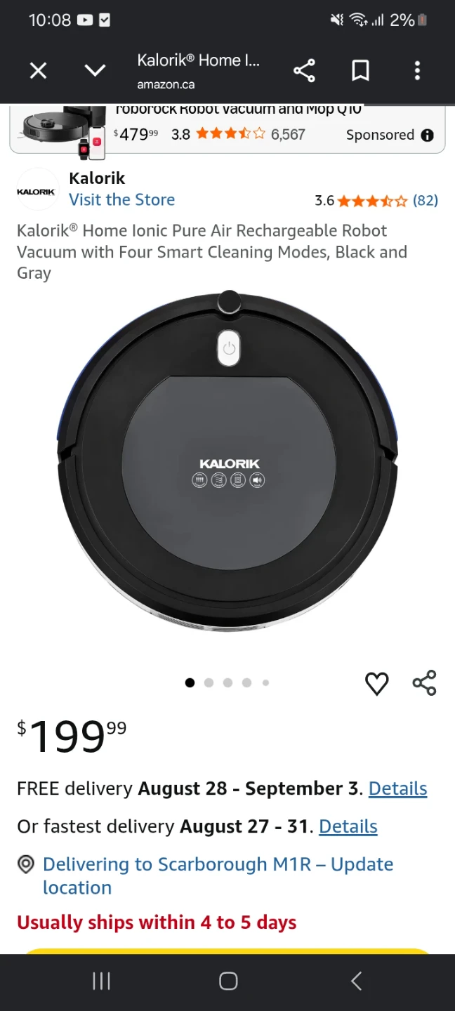 Kalorik® Home Ionic Pure Air Rechargeable Robot Vacuum - photo 2