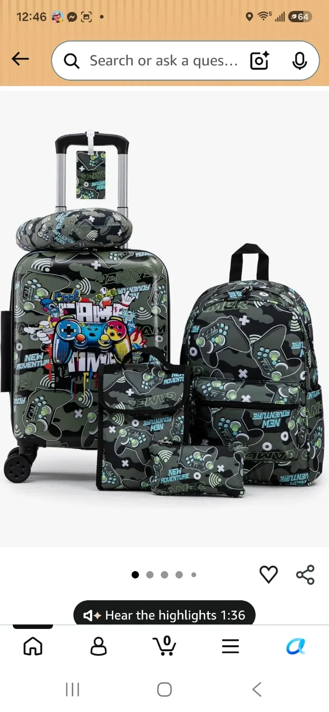 16" Kids Luggage Set with Spinner Wheels, 6 Piece