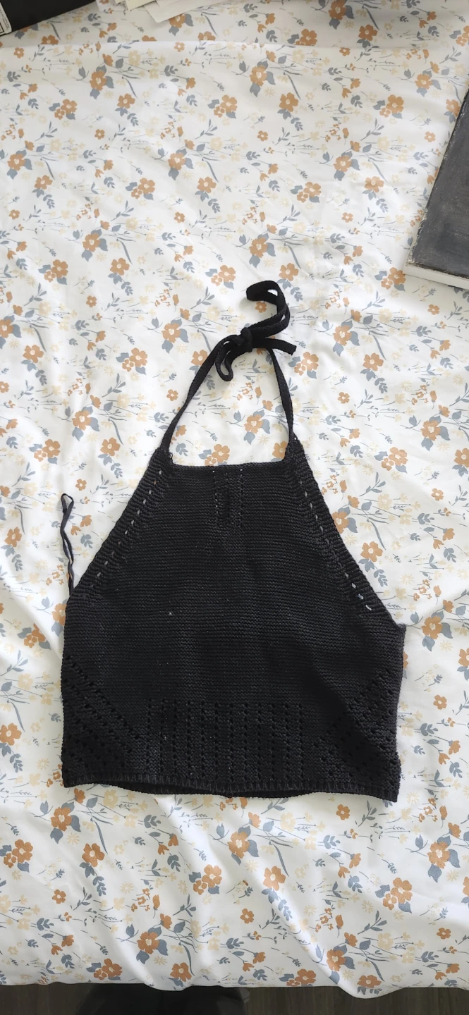 Garage Black Crochet Halter Top