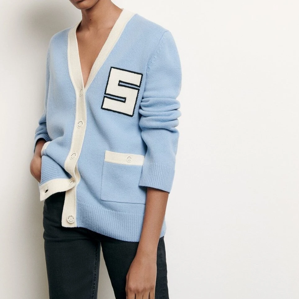 Sandro Amal Varsity Wool Cardigan