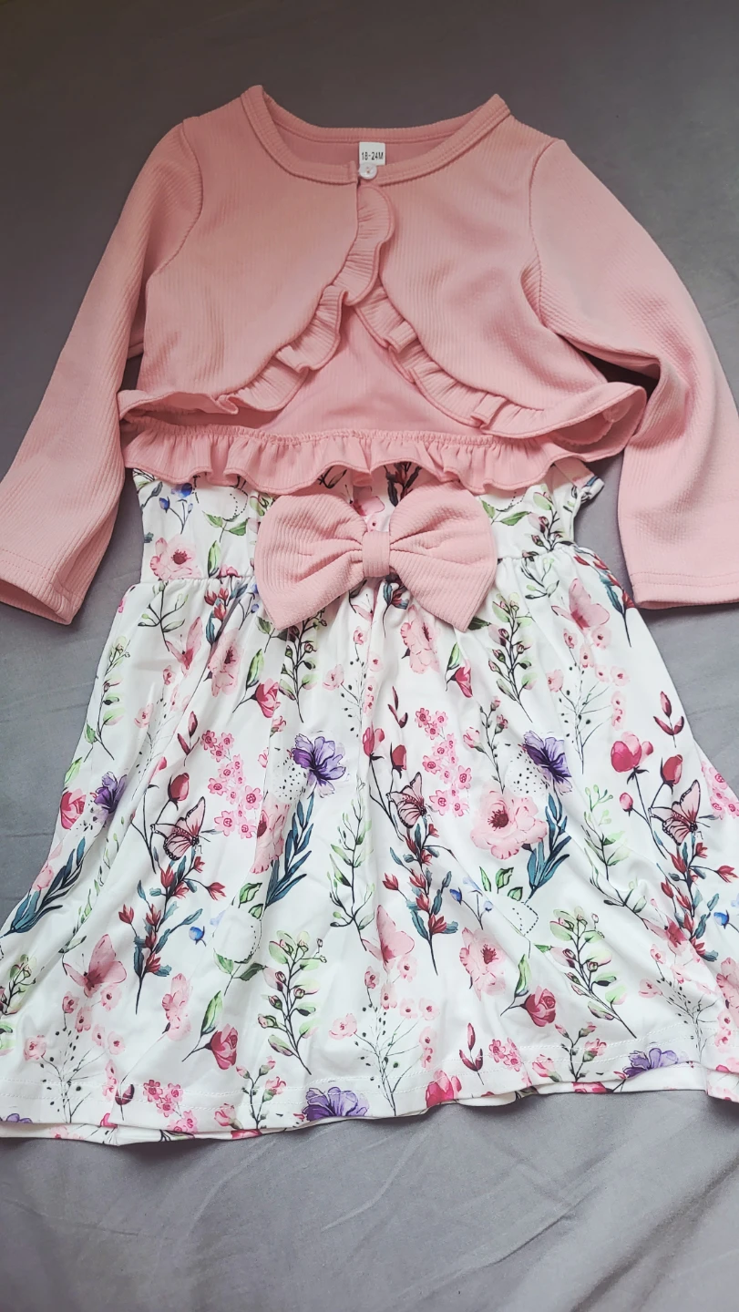 New never used-Kids Floral Dress and Cardigan Set