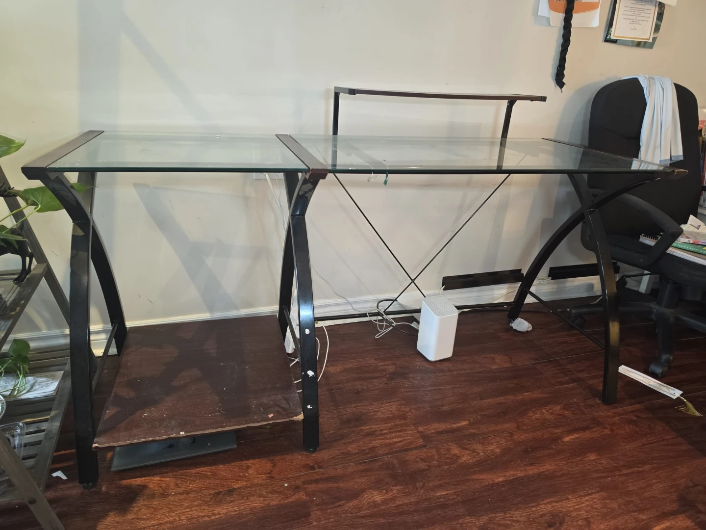 Glass and Wood Desk with Shelf - photo 3
