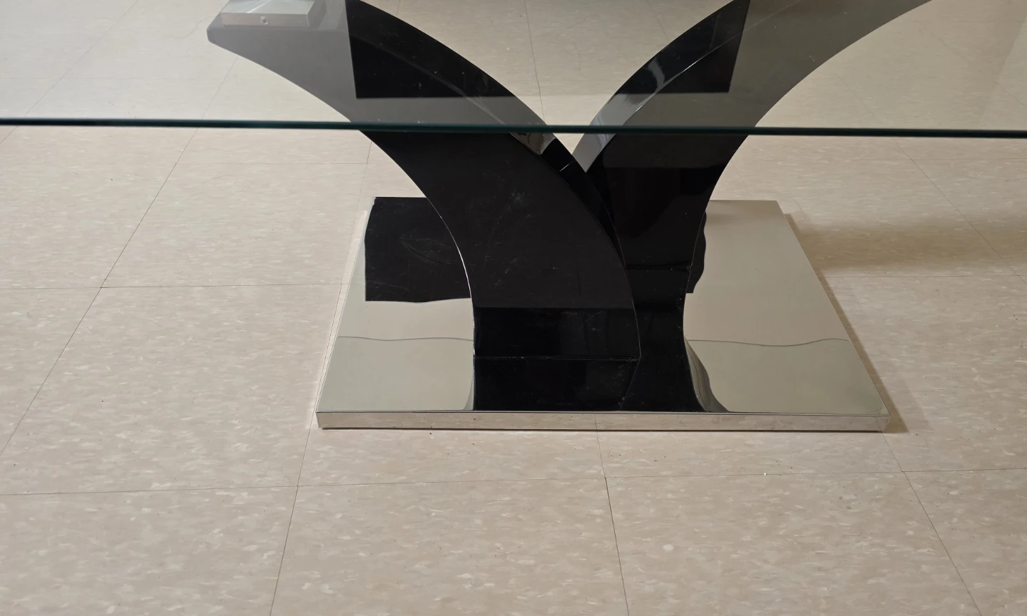 Modern Glass Coffee Table with Chrome and Black Base - photo 3