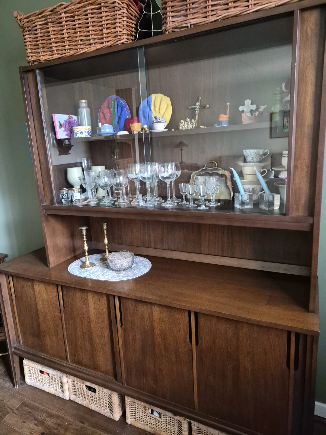 Mid-Century Modern China Cabinet with Glass Doors