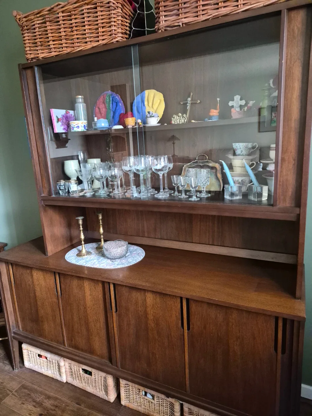 Mid-Century Modern China Cabinet with Glass Doors