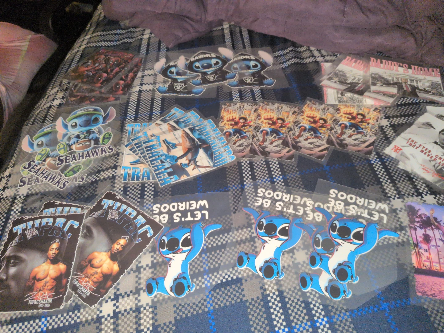 Heat Transfer Vinyl Appliques (Stitch, Tupac, Sports, More)