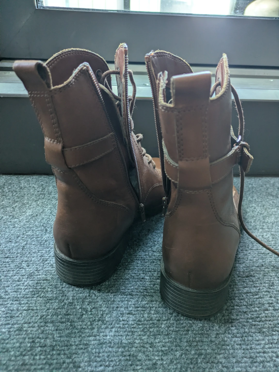 Naturalizer Sycamore Brown Leather Combat Ankle Boots 9 - photo 5