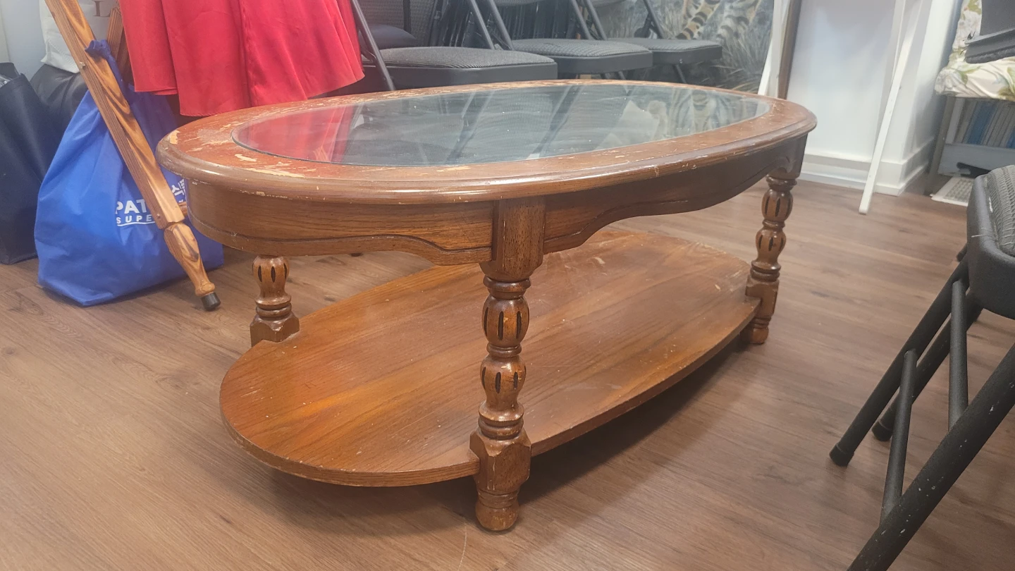 Oval Coffee Table with Glass Top - photo 3