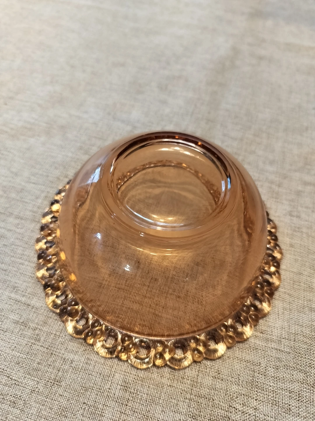 Pink Glass Bowl with Scalloped Edge - photo 2