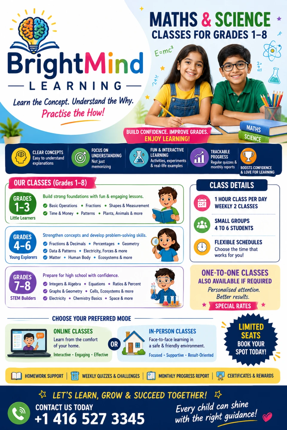BrightMind Learning Maths & Science Classes for Grades 1-8