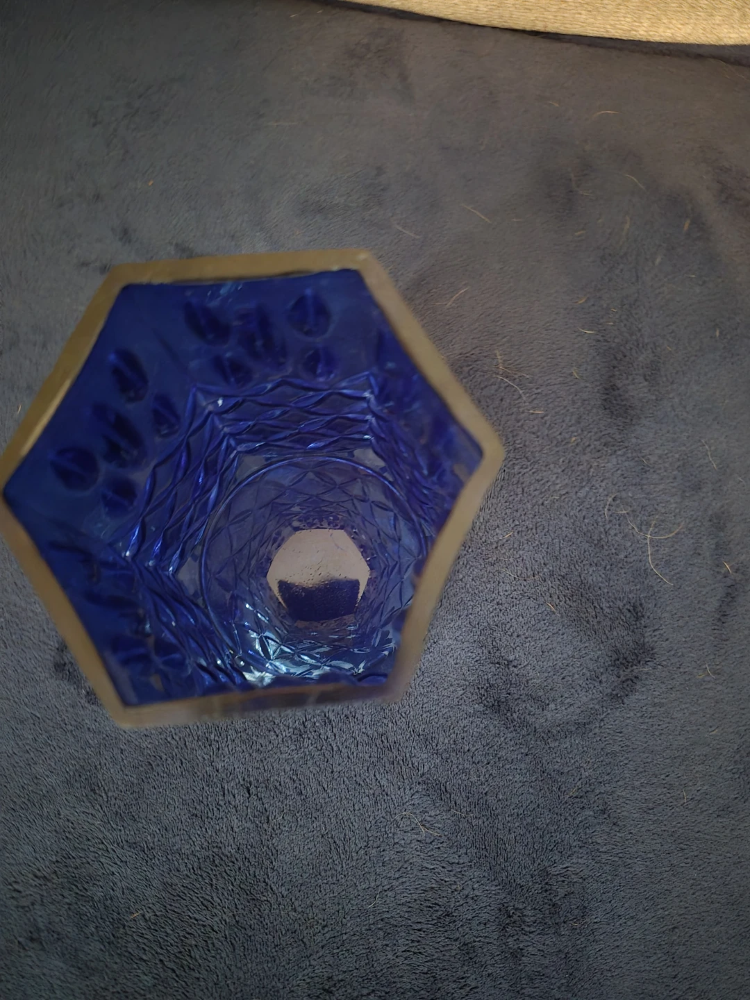 Cobalt Blue Hexagonal Glass Vase - photo 2