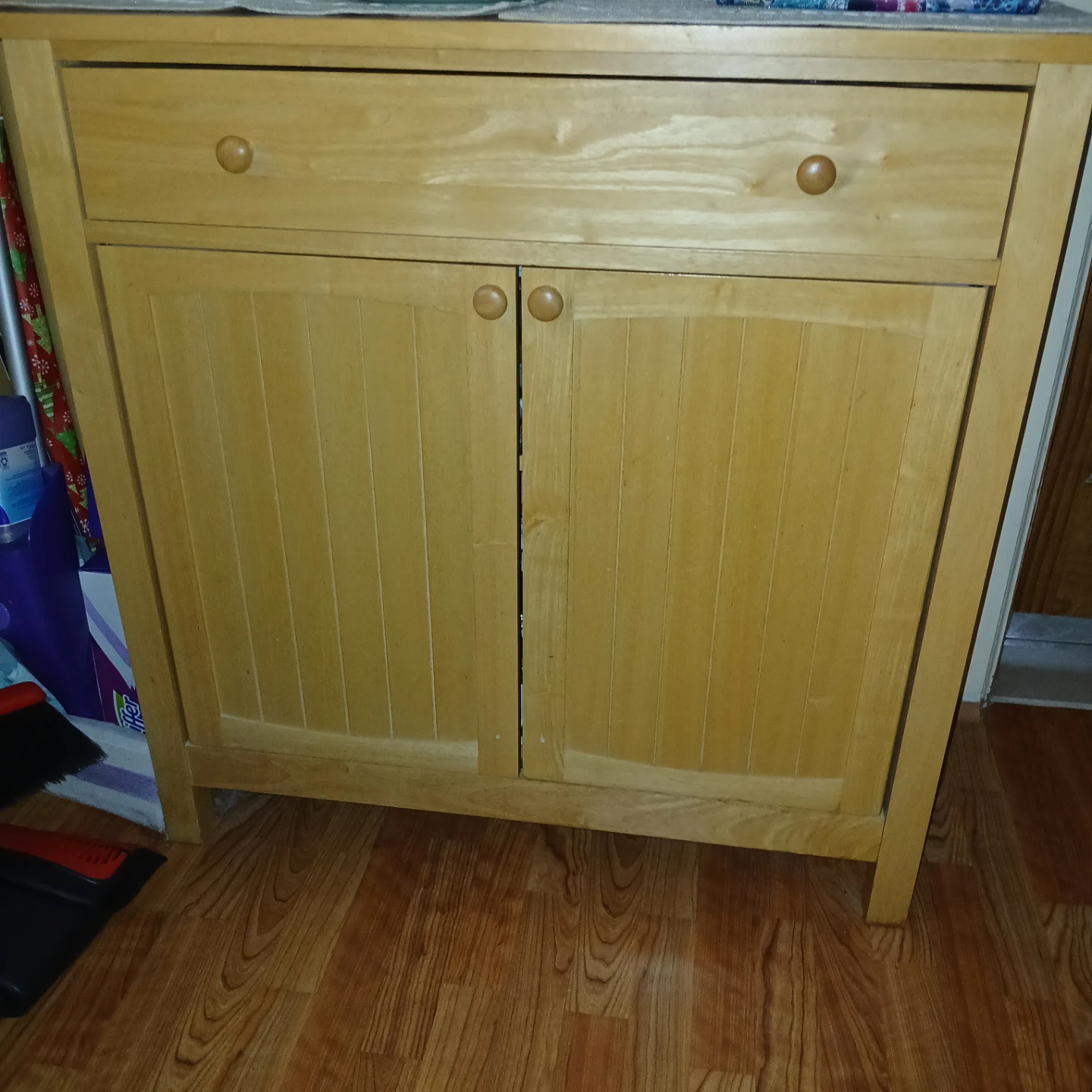 Wooden Cabinet with Drawer and Double Doors