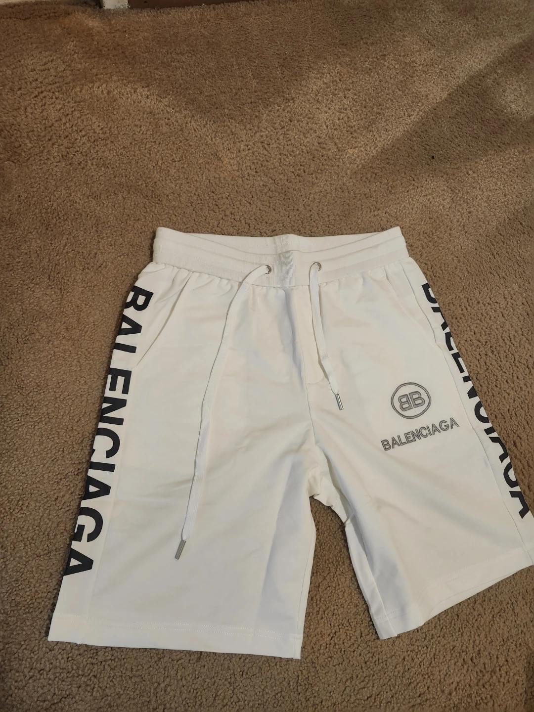 Balenciaga White Logo Track Shorts Size L