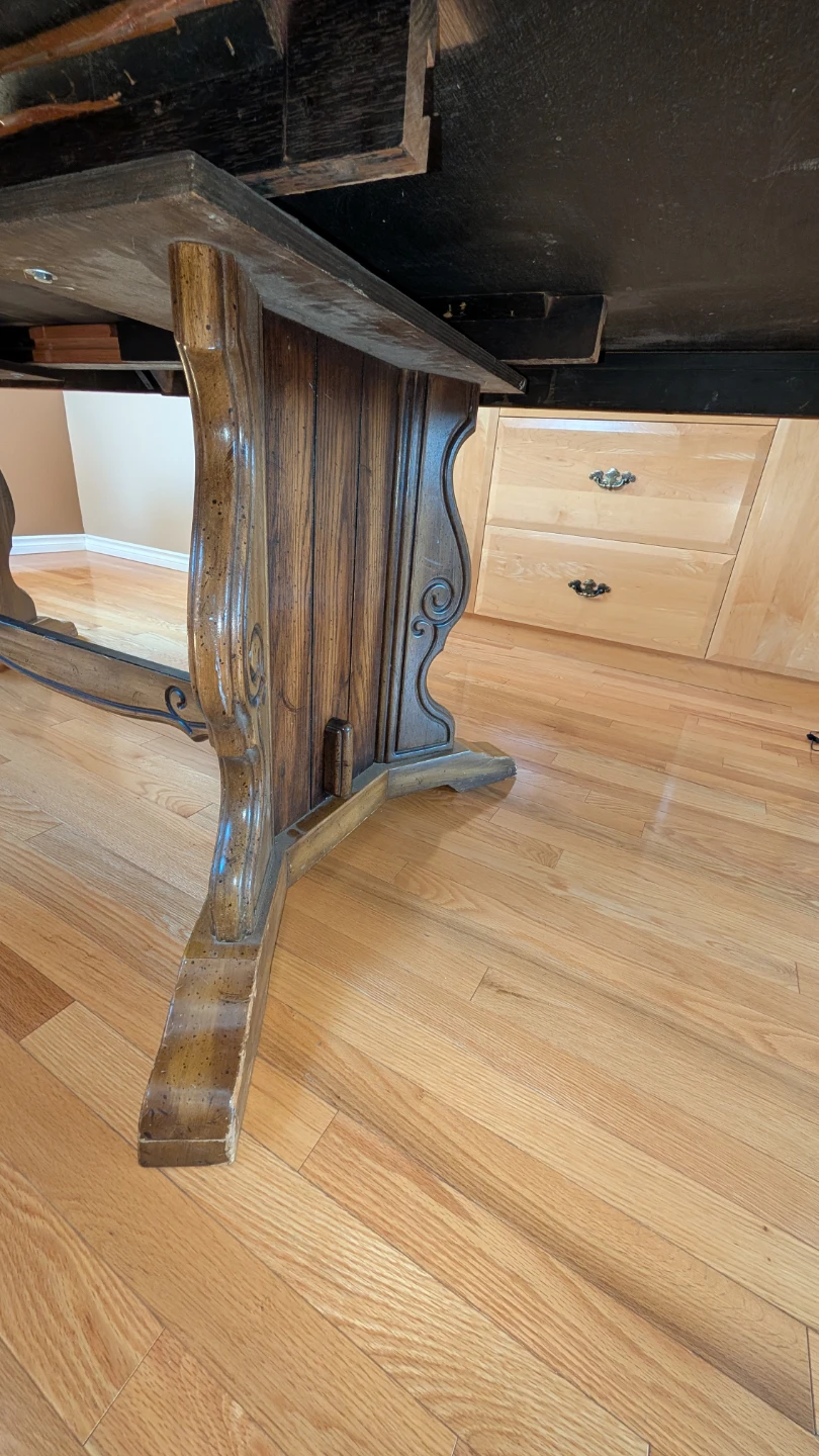 Vintage wood dining table expandable + 4 chairs - photo 5