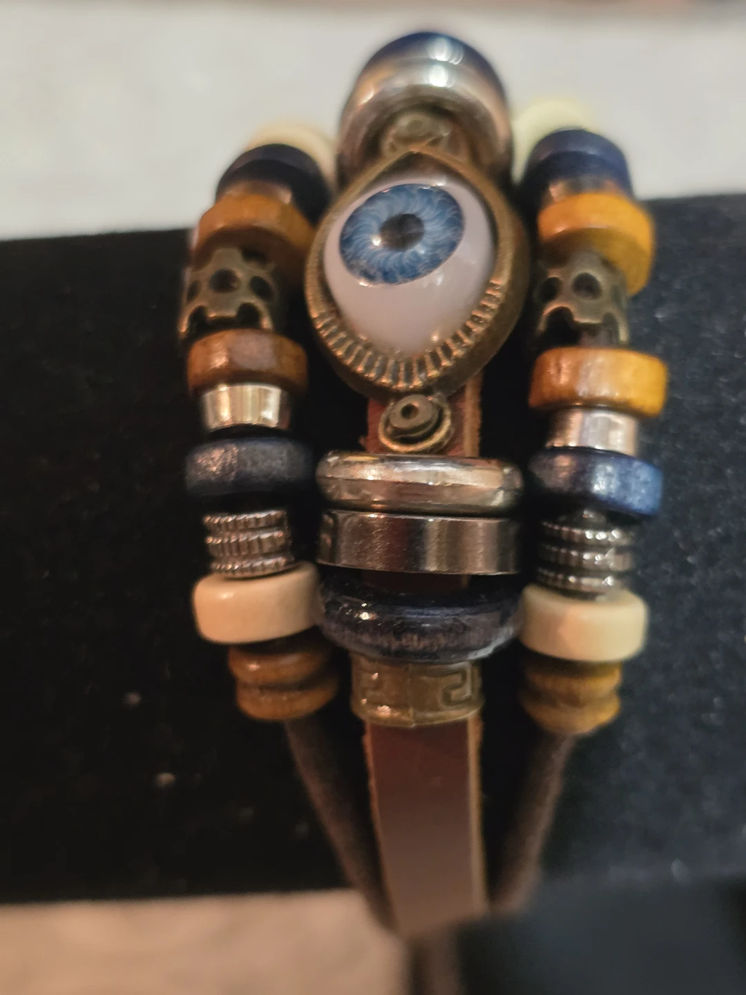 Evil Eye Beaded Leather Bracelet - photo 2