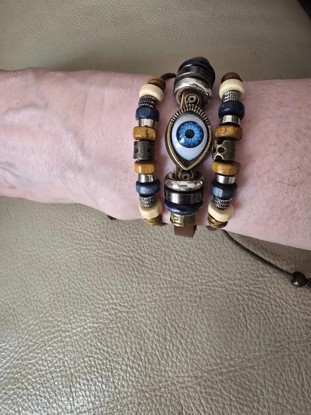 Evil Eye Beaded Leather Bracelet - photo 4