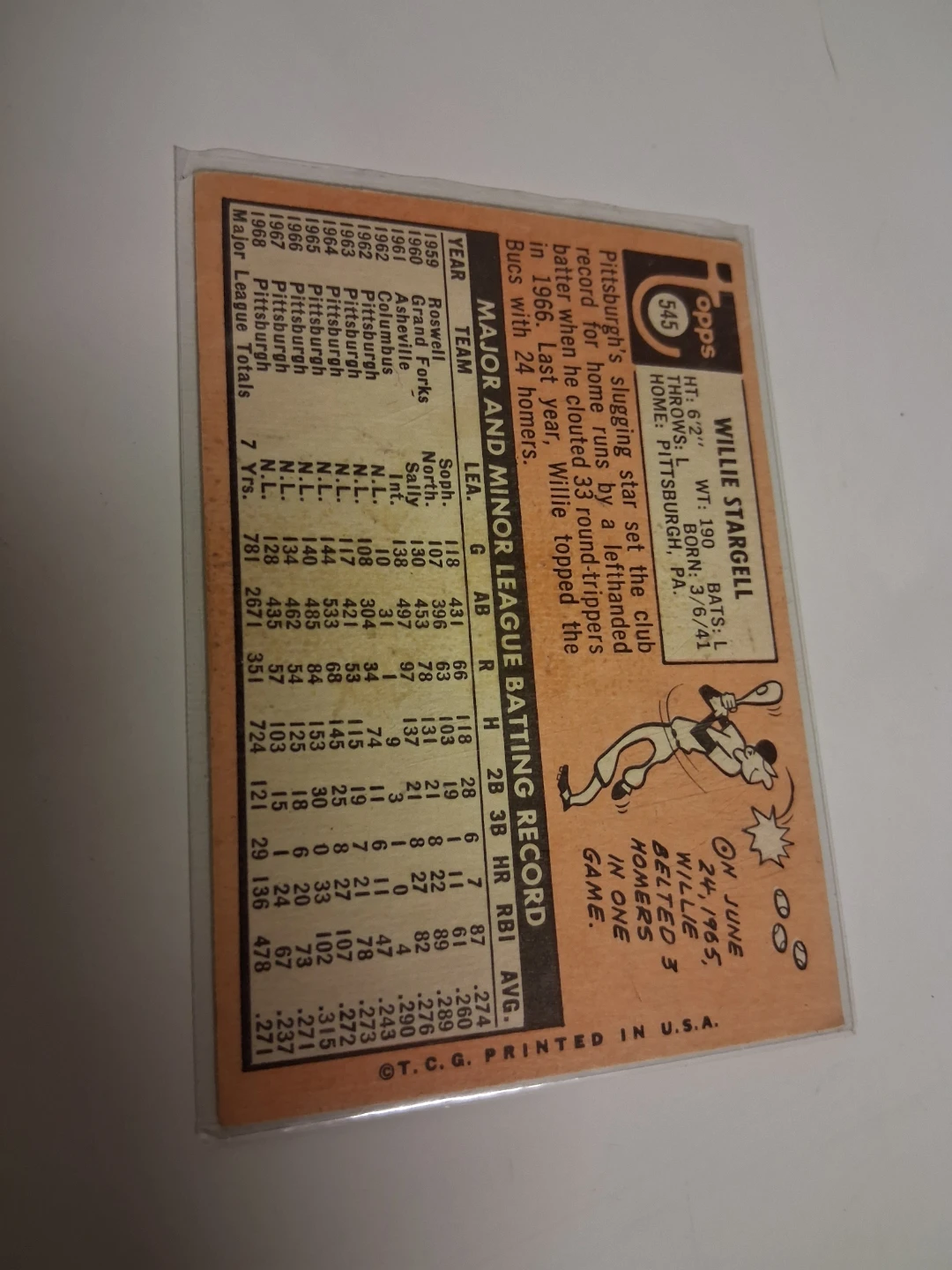 Willie Stargell 1969 Topps Baseball Card - photo 2