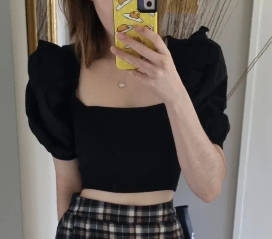 Black Zara Puff Sleeve Top - Size S