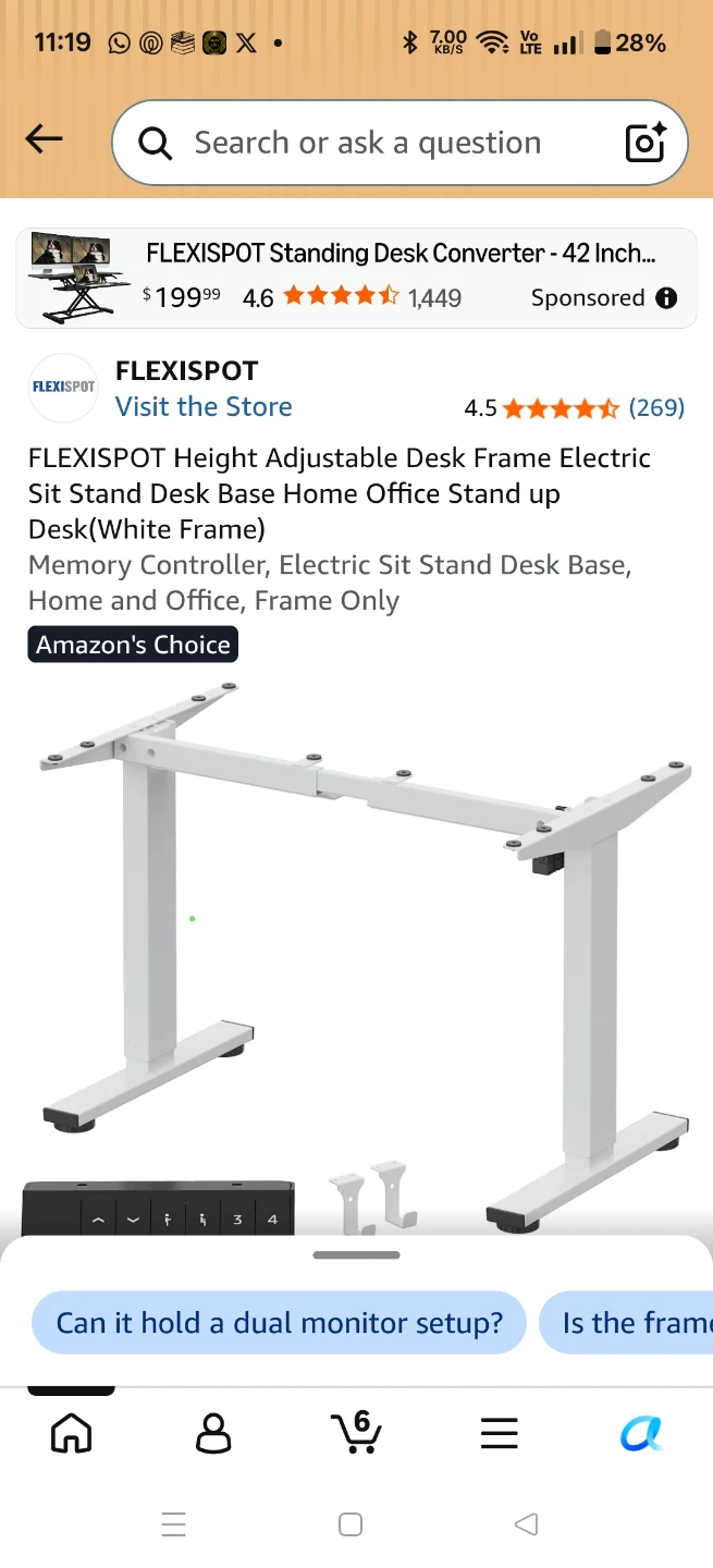 FlexiSpot Height Adjustable Desk Frame - White - photo 2