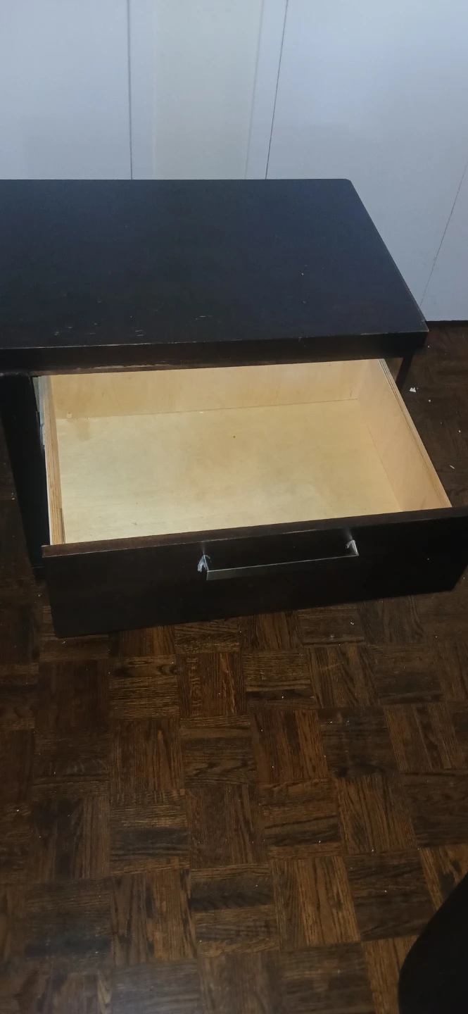 Dark Wood Nightstand with Two Drawers - photo 2