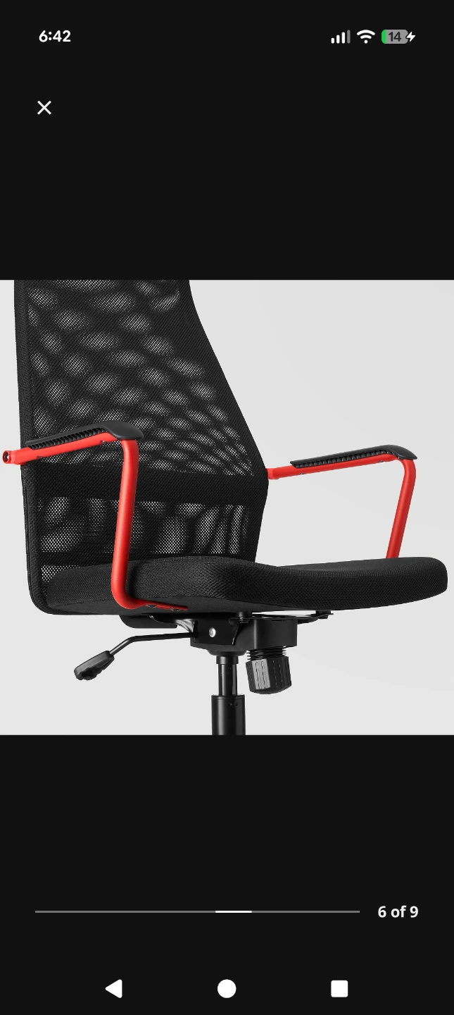 Black Mesh Office Chair with Red Accents