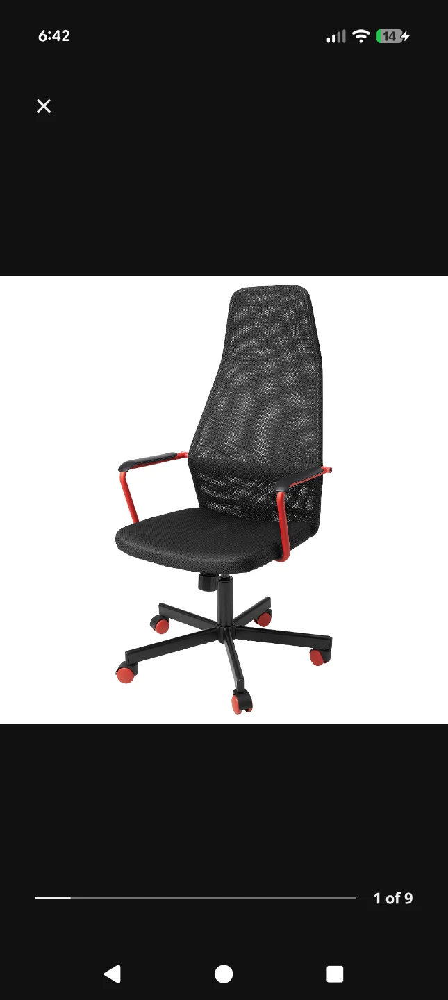 Black Mesh Office Chair with Red Accents - photo 2