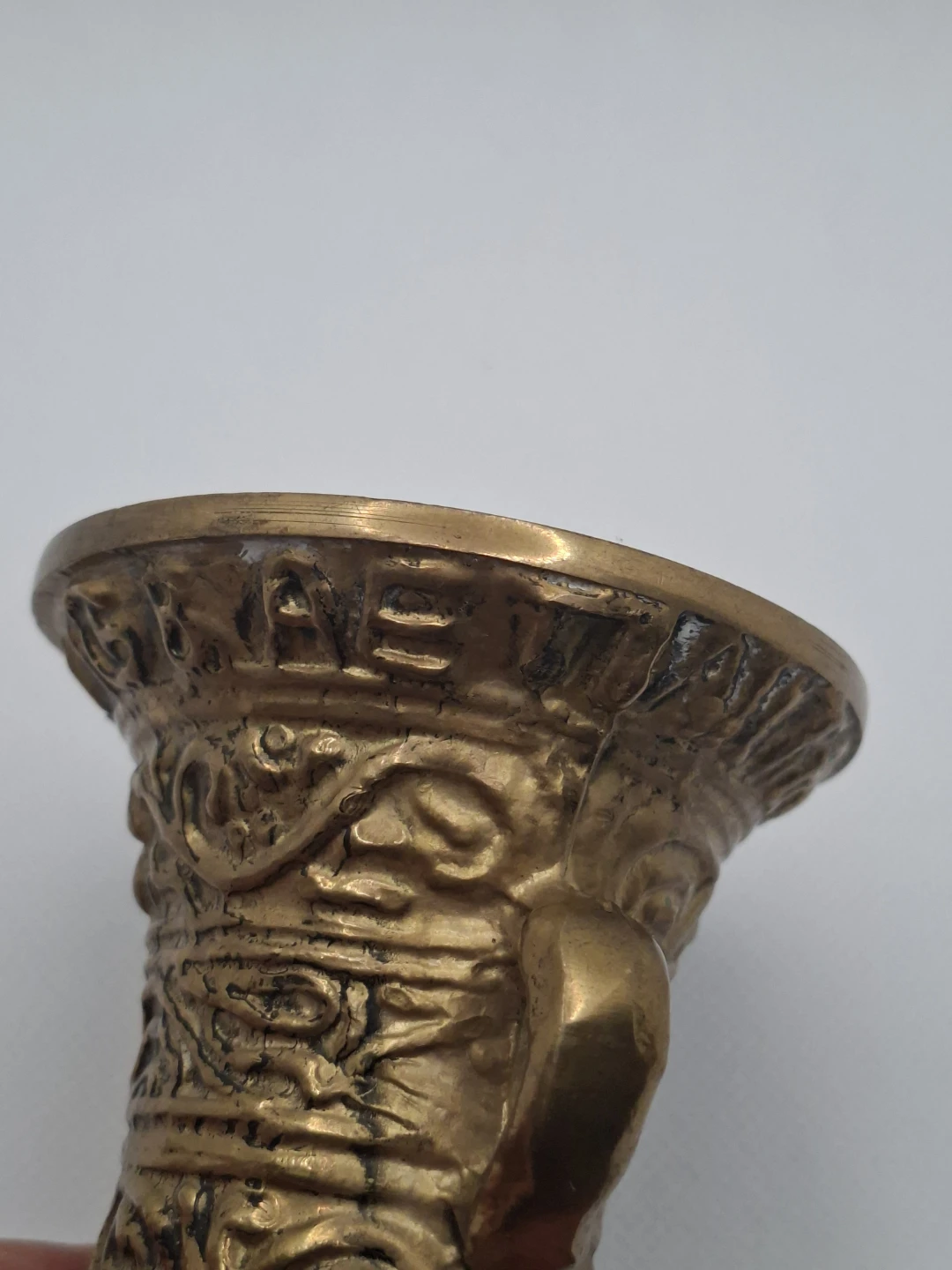 Vintage Brass Apothecary Mortar Vessel Latin Inscriptions - photo 4