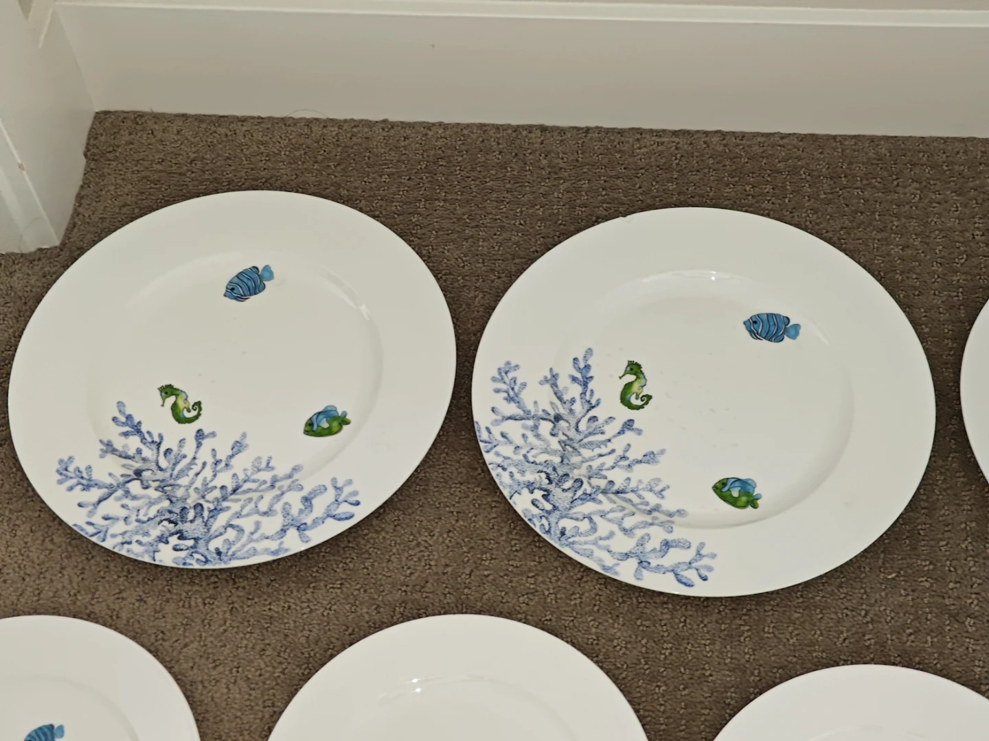 Set of 7 Fine Bone China Dinner & Salad Kitchen Plates 10" & 8" - photo 2