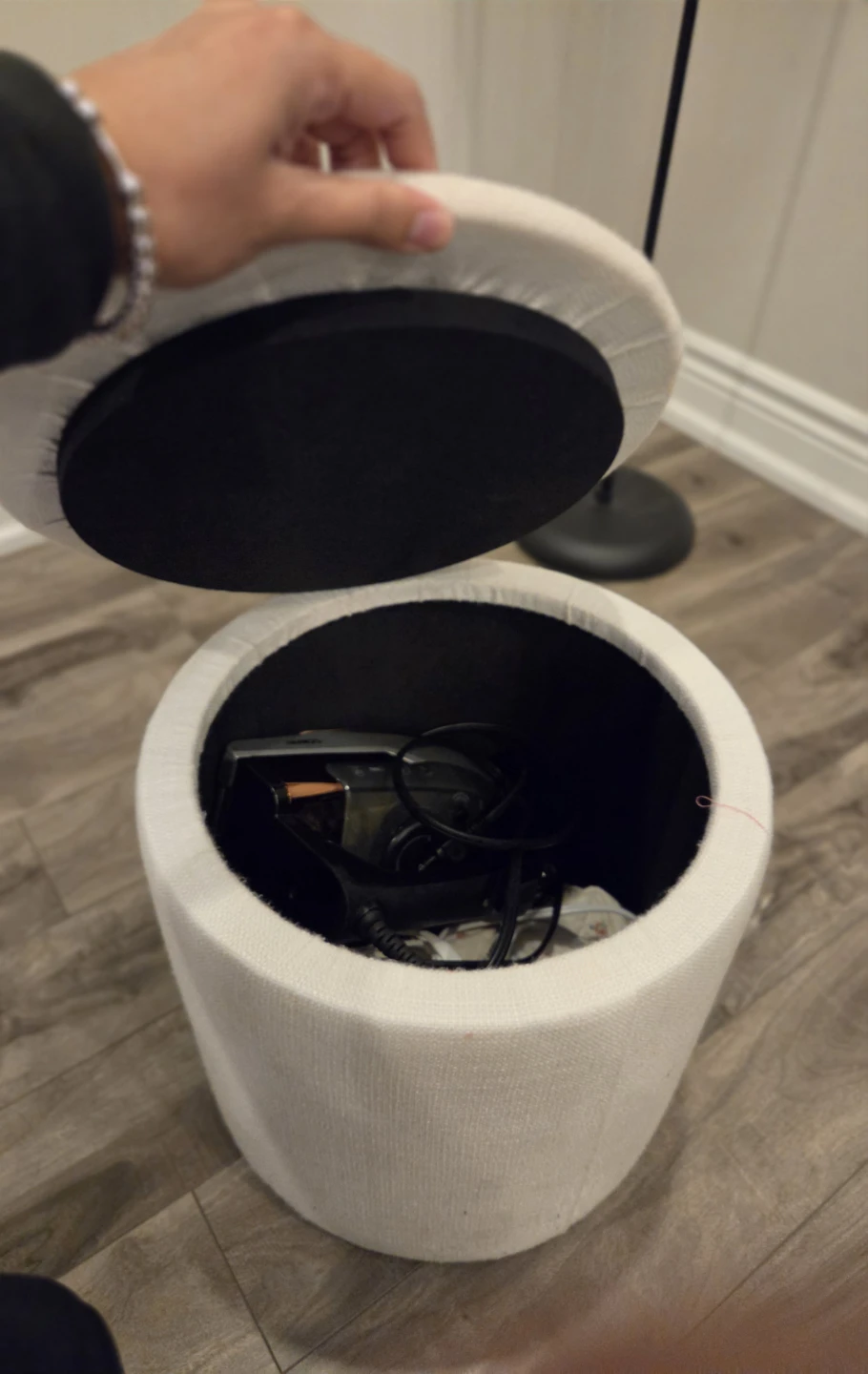 Round Storage Ottoman - photo 2