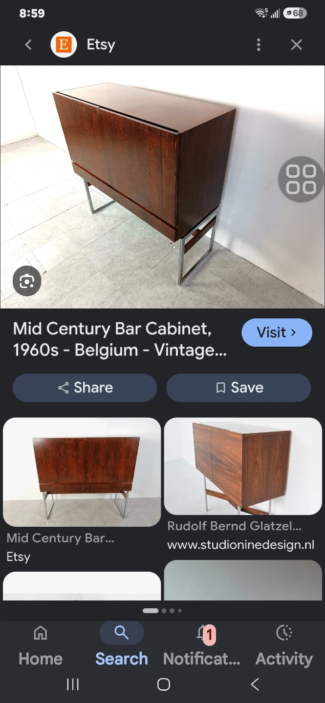 Vintage Mid Century Wooden Display Cabinet - photo 3