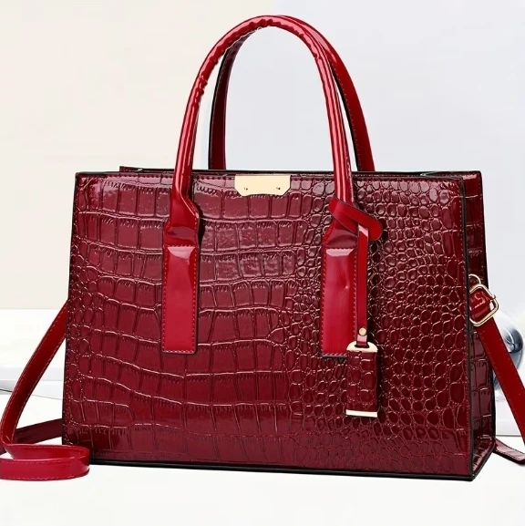 Crocodile Embossed Tote Handbag