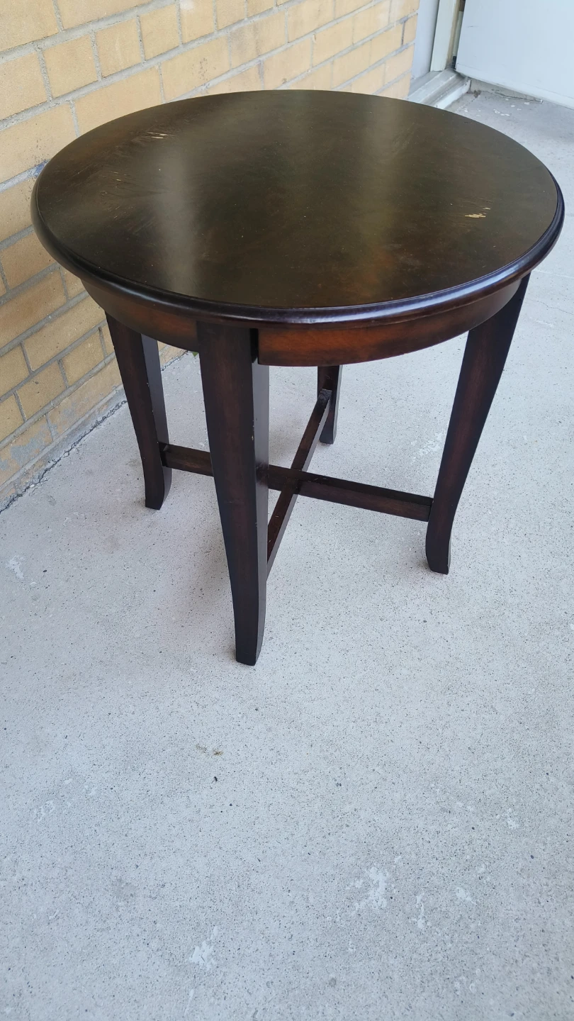 Dark Wood Round Side Table
