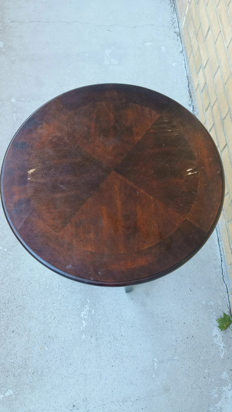 Dark Wood Round Side Table - photo 2