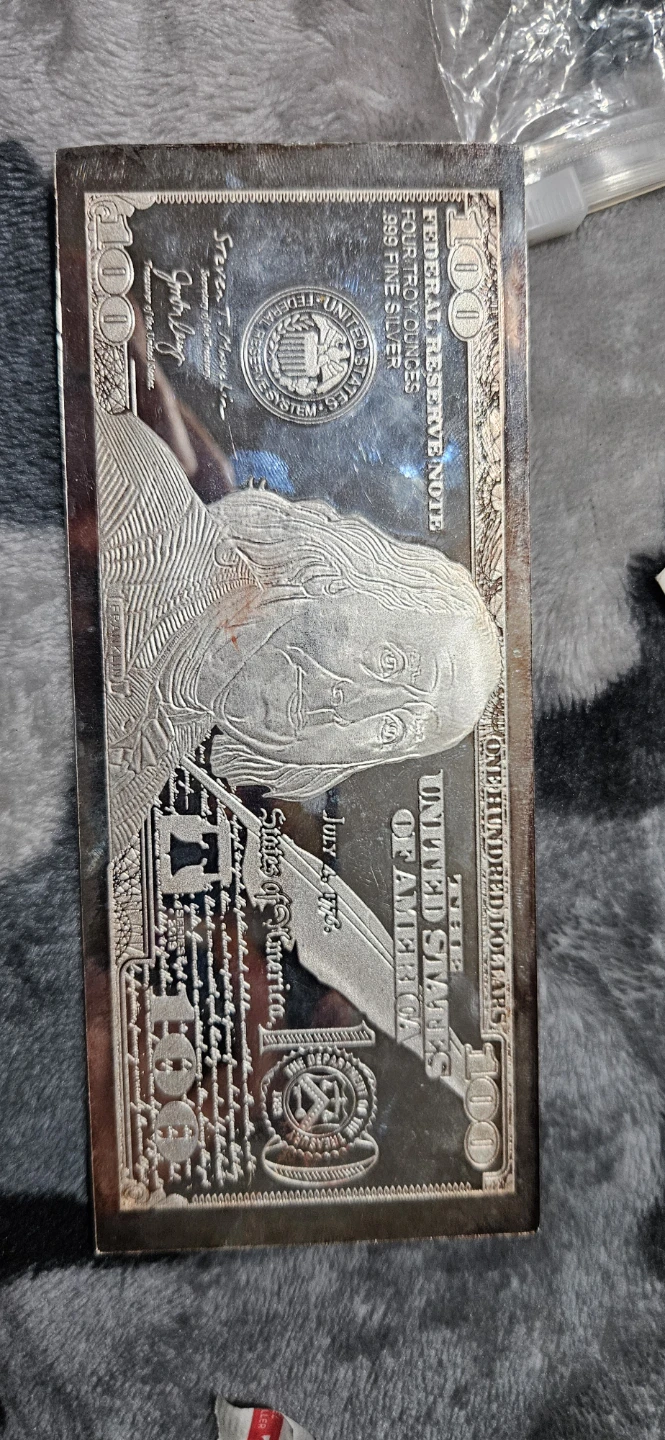 Colorized $100 Proof Note - Four Troy Ounces 999 Fine Silver - photo 5