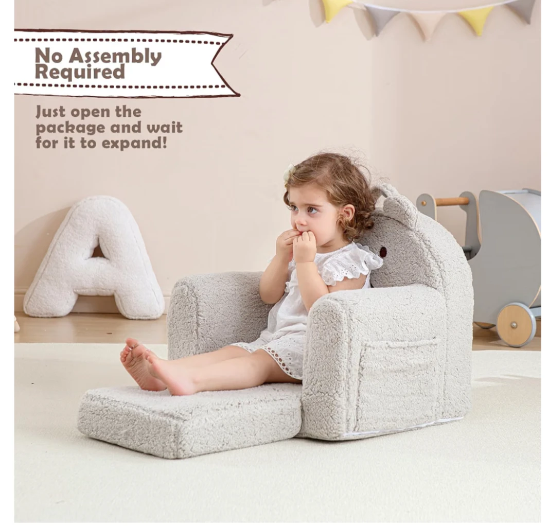 New Kids Sherpa Bear Toddler Armchair with Ottoman - photo 4
