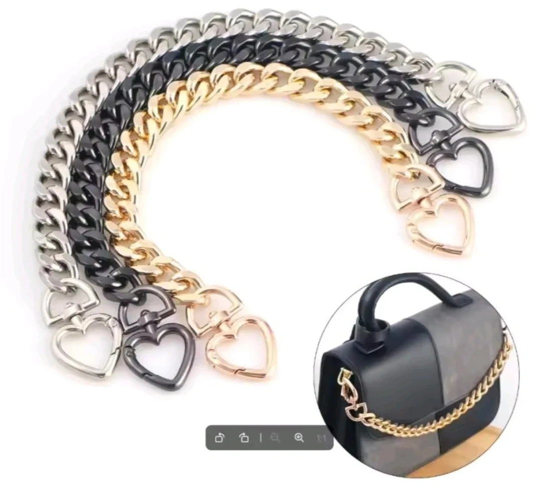 Dark Metal Bag Chain Strap with Heart Clasp