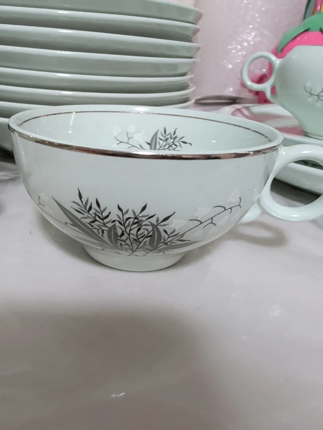 Vintage Dinnerware Set - Light Blue lily of the valley flowers - photo 3