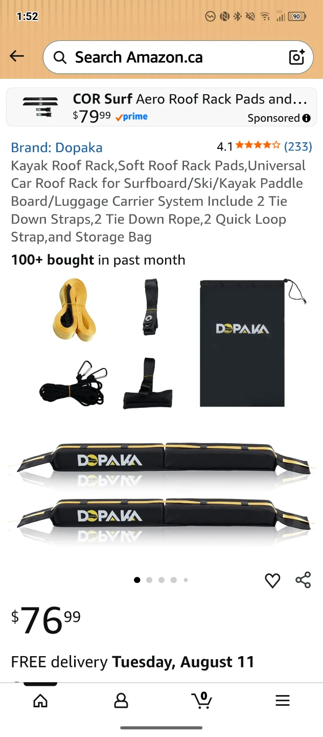Dopaka Kayak Roof Rack Pads