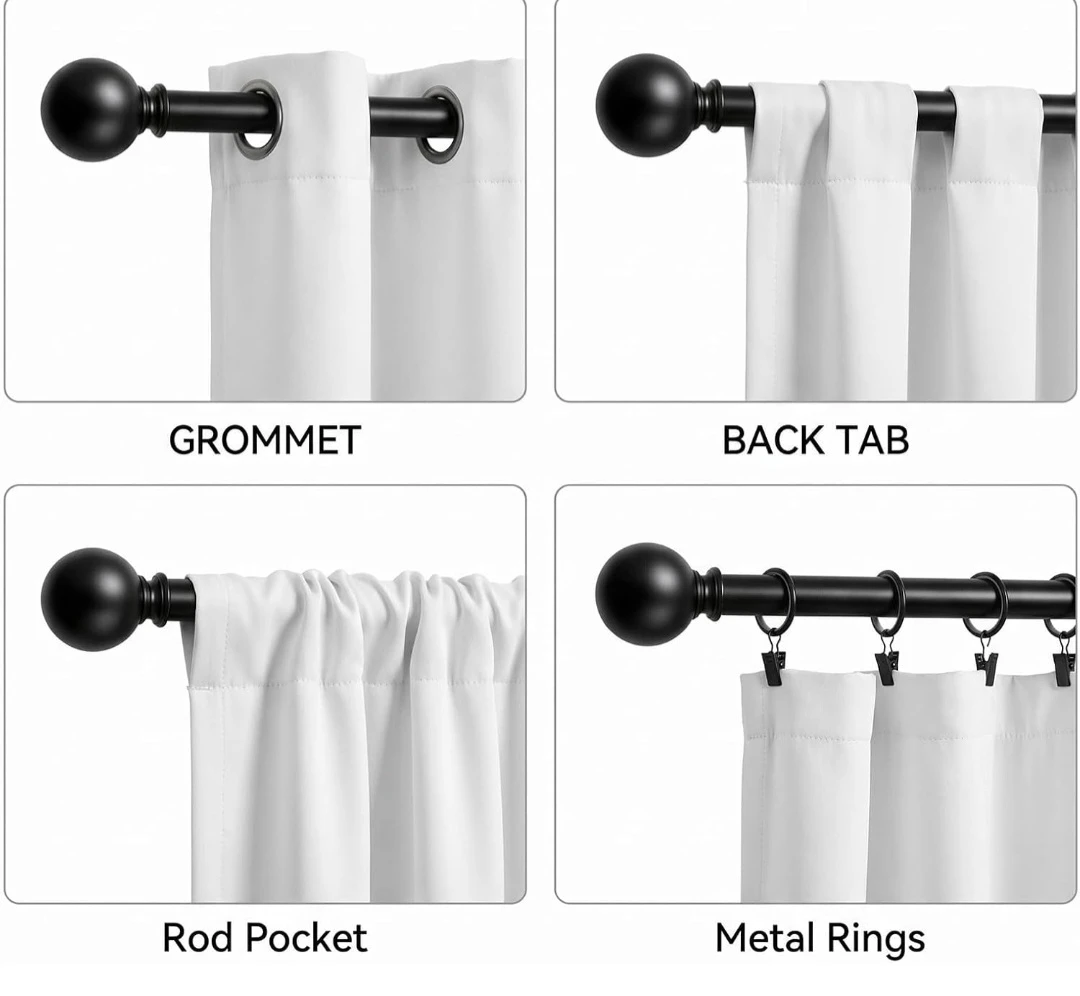 Black Curtain Rod Adjustable 41"-72", 1"Diameter - photo 5