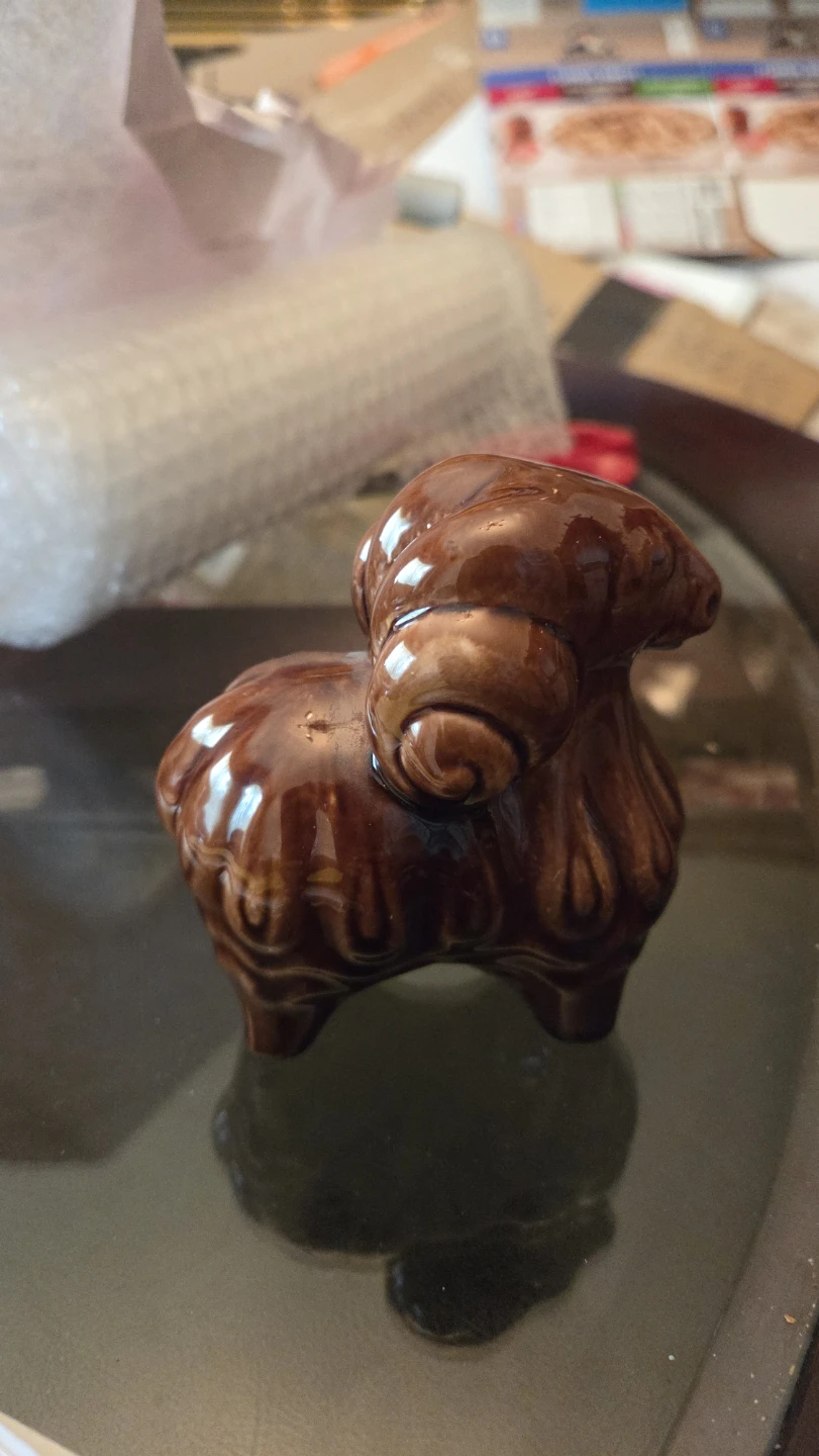 Vintage brown ceramic ram figurine - photo 3