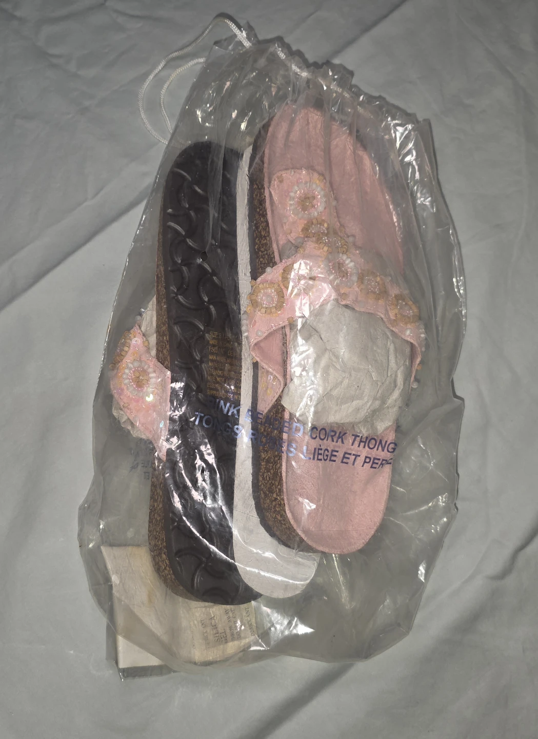 Pink Embellished Cork Thong Sandals Size 8 Womens - photo 2