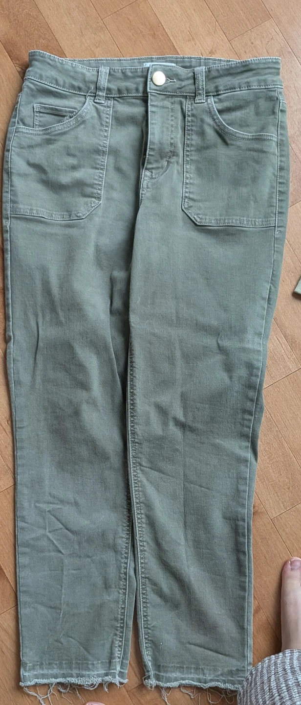 Slim straight ankle grey green jeans