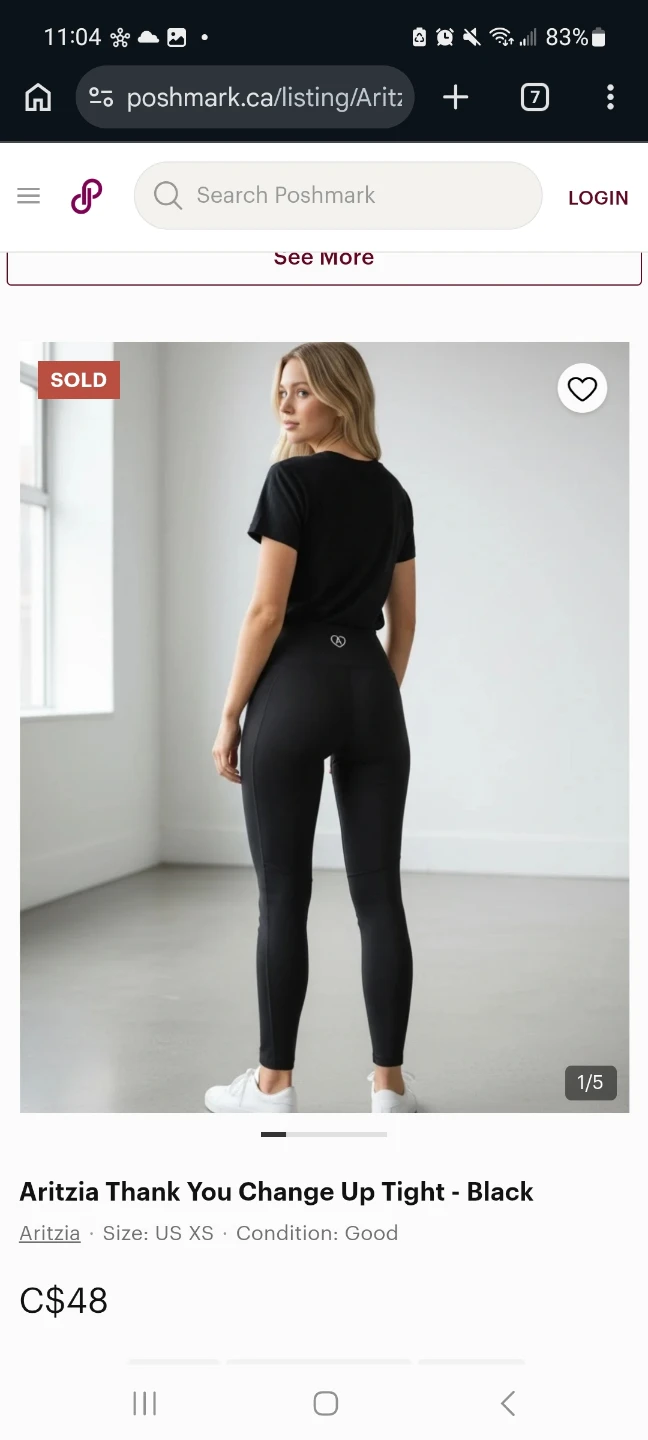 New Aritzia Thank You Change Up Tight in Black - Small