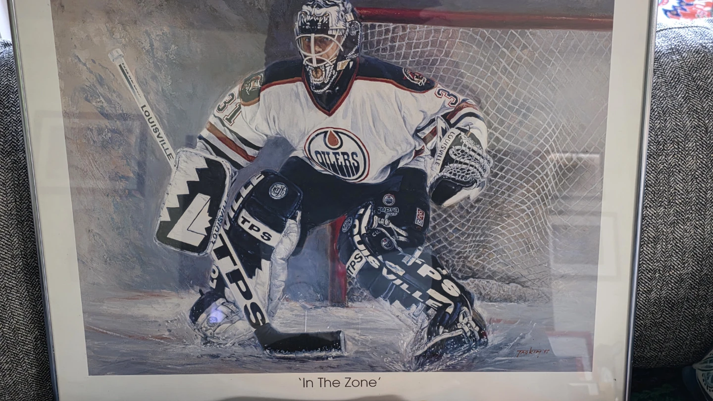 Edmonton Oilers Goalie "In The Zone" Art Print by Tag Kim