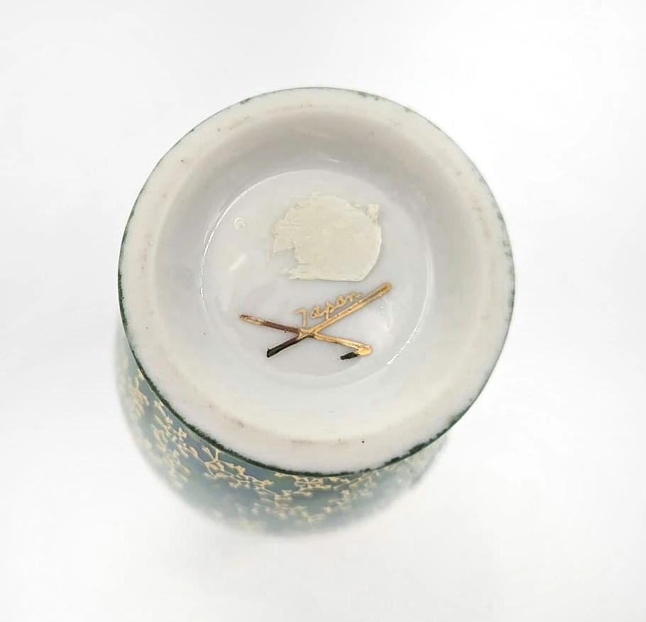 Vintage Green Lusterware Porcelain Vase with Gold Accents - photo 3