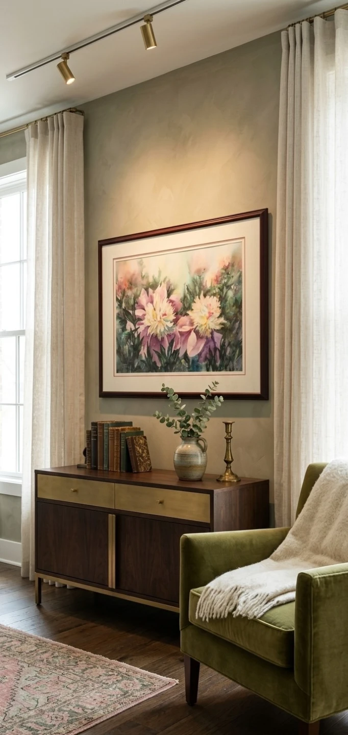 Large signed Watercolor Painting of Peonies by Fabio