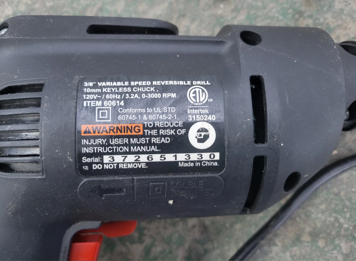 Drill Master 3/8" Variable Speed Reversible Drill - photo 2