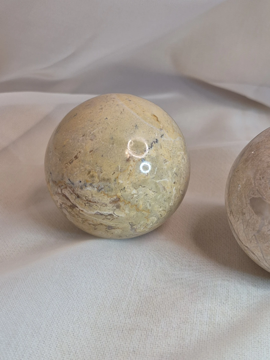 Pair of 2 1/2" Round Solid Marble Balls Decor - photo 2