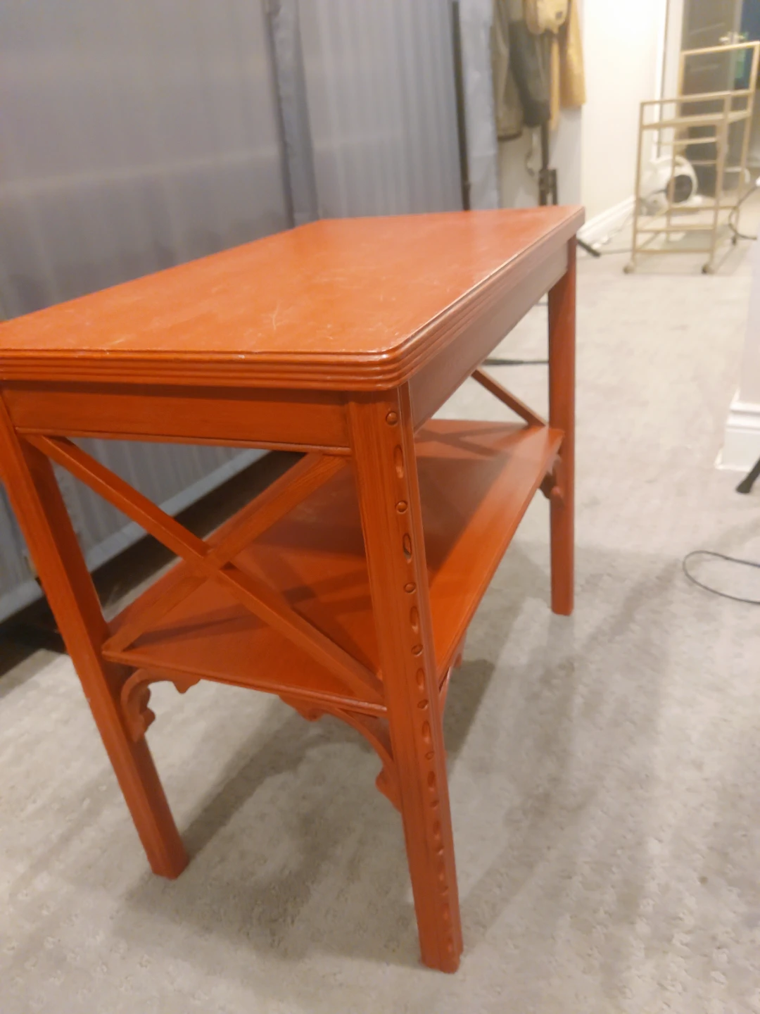 Burnt Orange Wooden Side Table with Lower Shelf - photo 3