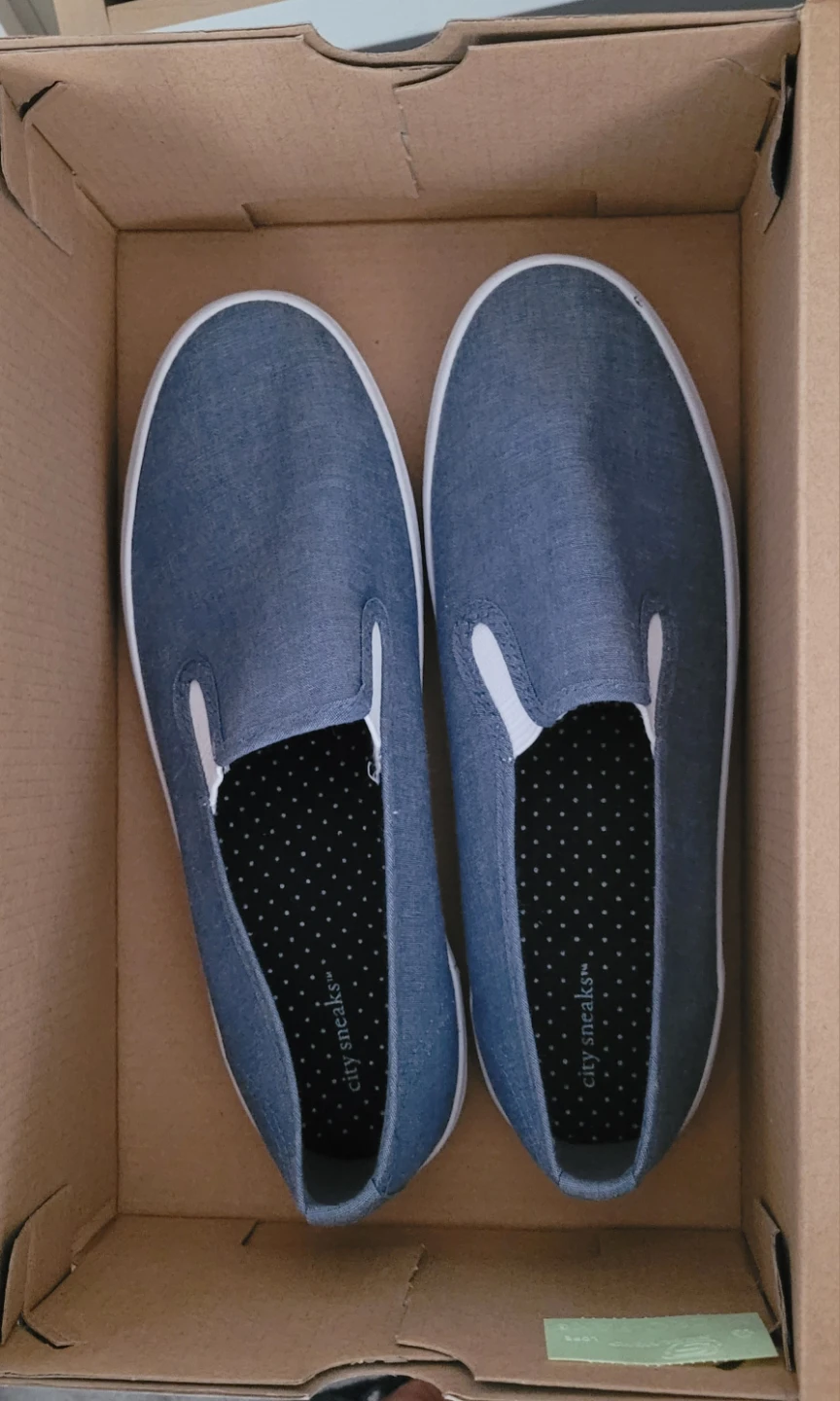 City Sneaks Blue Canvas Slip-On Shoes - photo 2